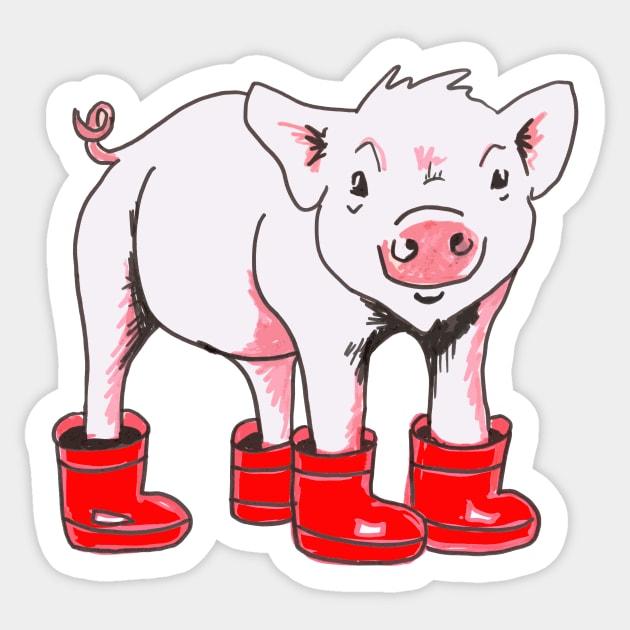 Pig in Wellies Sticker by drknice